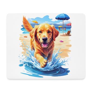 Chien sur la plage - Tapis de souris (format paysage) - blanc - Devant
