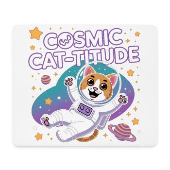 Cosmic Cat-titude – Intergalaktische Katzenpower - Mousepad (Querformat) - Weiß - Vorne