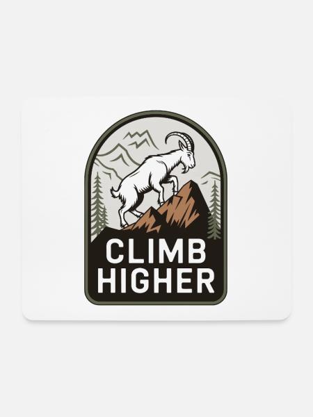 Climb Higher – Bergziege Outdoor Motiv - Mousepad (Querformat) - Weiß
