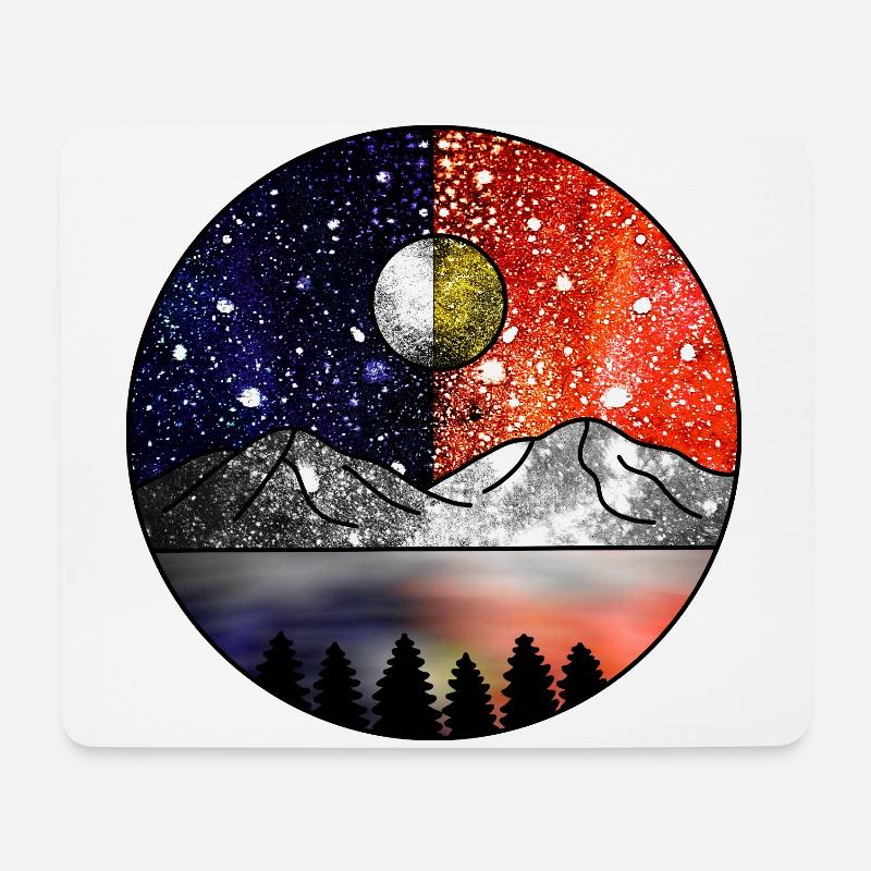 Kosmischer Tag und Kosmische Nacht - Mousepad (Querformat) - Weiß
