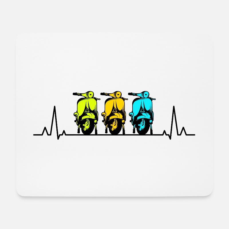 Roller Fahrer Scootering Motorrad Moped Herzschlag - Mousepad (Querformat) - Weiß