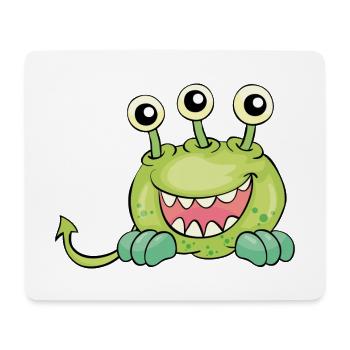Monstre trois yeux coq vert noir - Tapis de souris (format paysage) - blanc - Devant