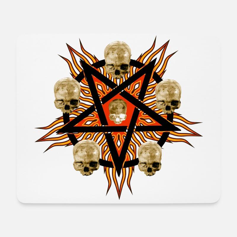 Pentagram with skulls - Mouse Pad (horizontal) - white