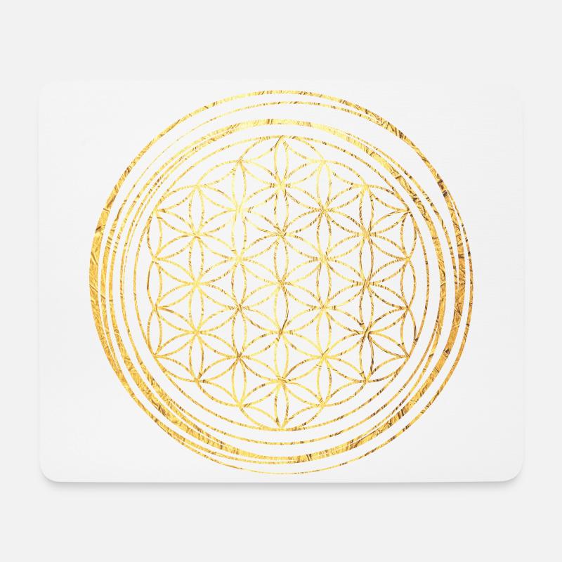 Blume des Lebens gold - Mousepad (Querformat) - Weiß