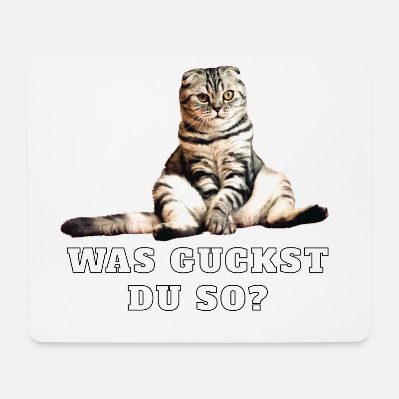 Katze – Was guckst Du so? - Mousepad (Querformat) - Weiß