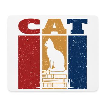 Cat On Books Retro Design - Mouse Pad (horizontal) - white - Front