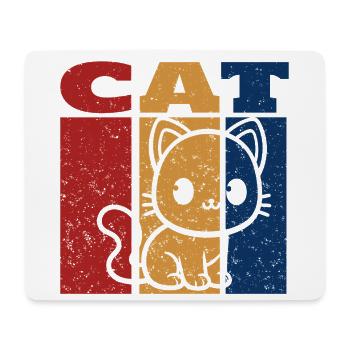 Cute Cartoon Cat Retro Design - Mouse Pad (horizontal) - white - Front
