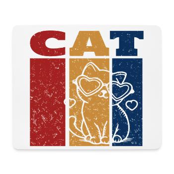 Chat de la Saint-Valentin avec des lunettes de soleil en forme de cœur - Tapis de souris (format paysage) - blanc - Devant