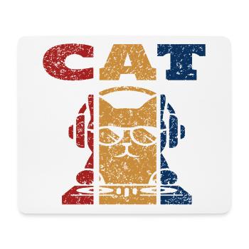 DJ Cat Retro Design - Mousepad (Querformat) - Weiß - Vorne