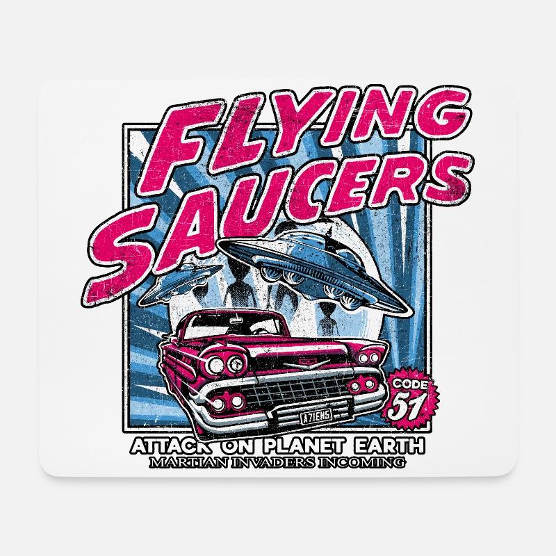 alien angriff auf die erde science fiction - Mousepad (Querformat) - Weiß