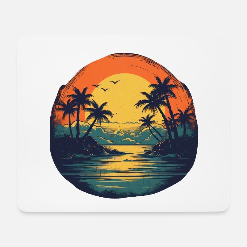 Plage - Tapis de souris (format paysage) - blanc