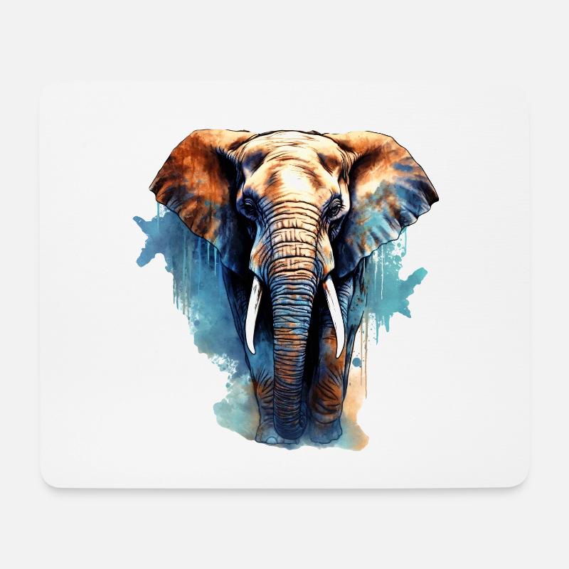 Elefant - Mousepad (Querformat) - Weiß