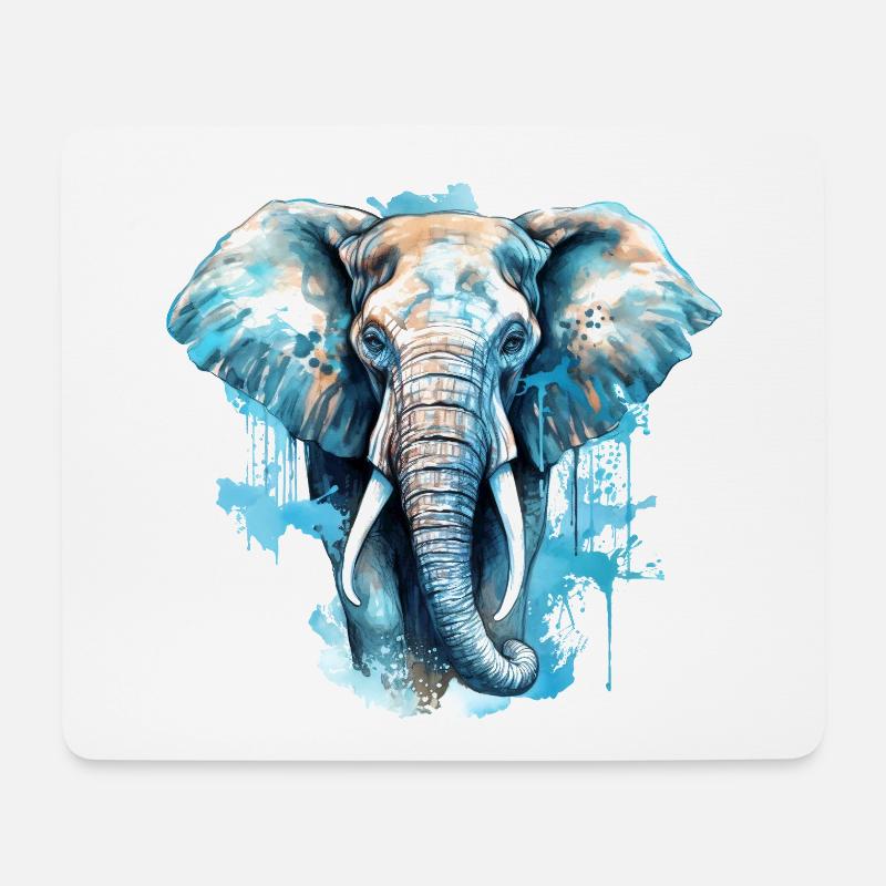 Elefant - Mousepad (Querformat) - Weiß