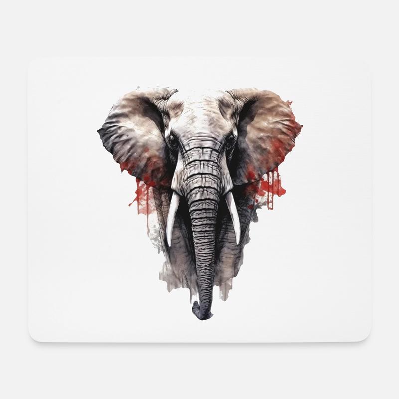 Elefant - Mousepad (Querformat) - Weiß