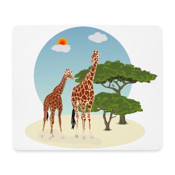Mother and baby giraffe - Mouse Pad (horizontal) - white - Front