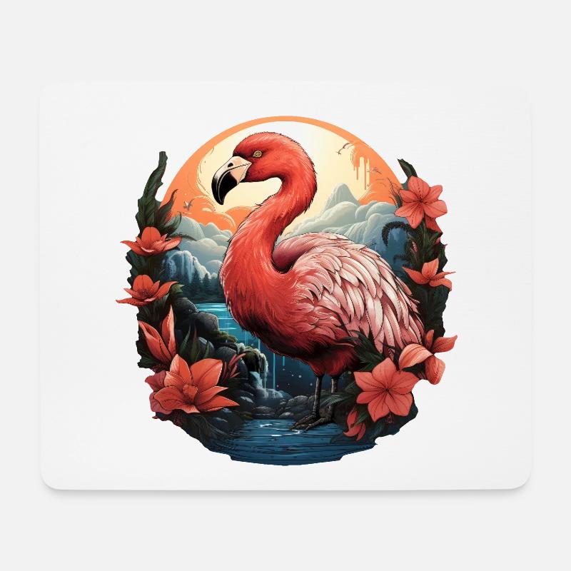Flamingo - Mousepad (Querformat) - Weiß