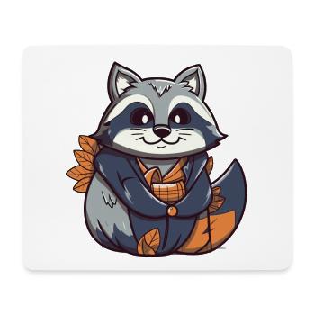 Raccoon - Kawaii Style - Mouse Pad (horizontal) - white - Front