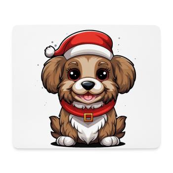 Design de Noël de chien - Style Kawaii - Tapis de souris (format paysage) - blanc - Devant