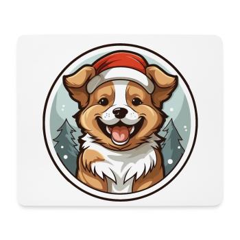 Design de Noël de chien - Style Kawaii - Tapis de souris (format paysage) - blanc - Devant