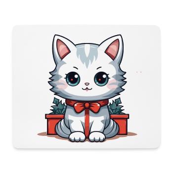 Cat Christmas Design - Kawaii Style - Mouse Pad (horizontal) - white - Front