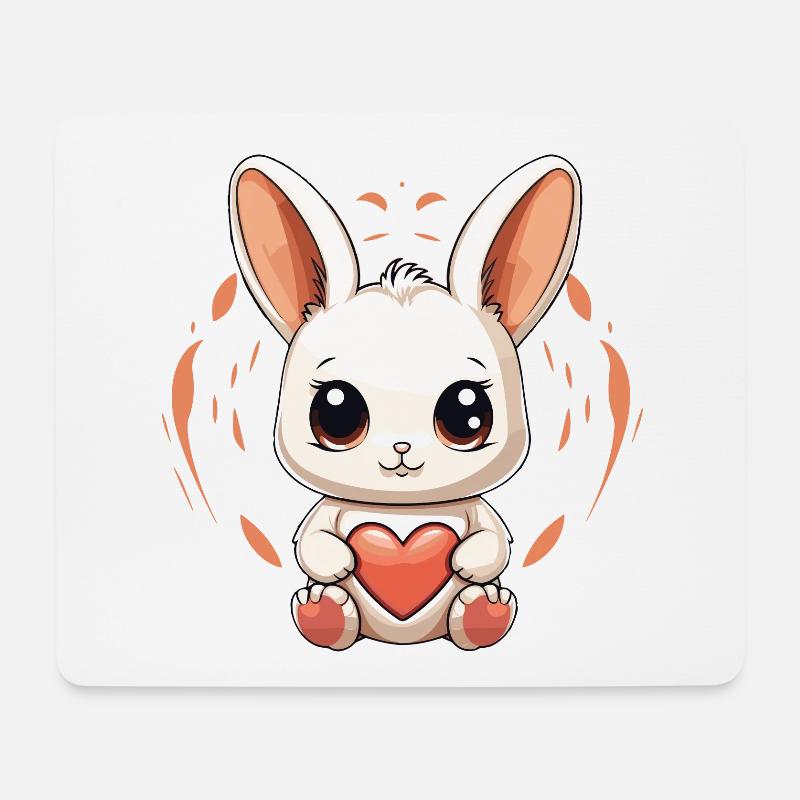 Hase - Kawaii Style - Mousepad (Querformat) - Weiß