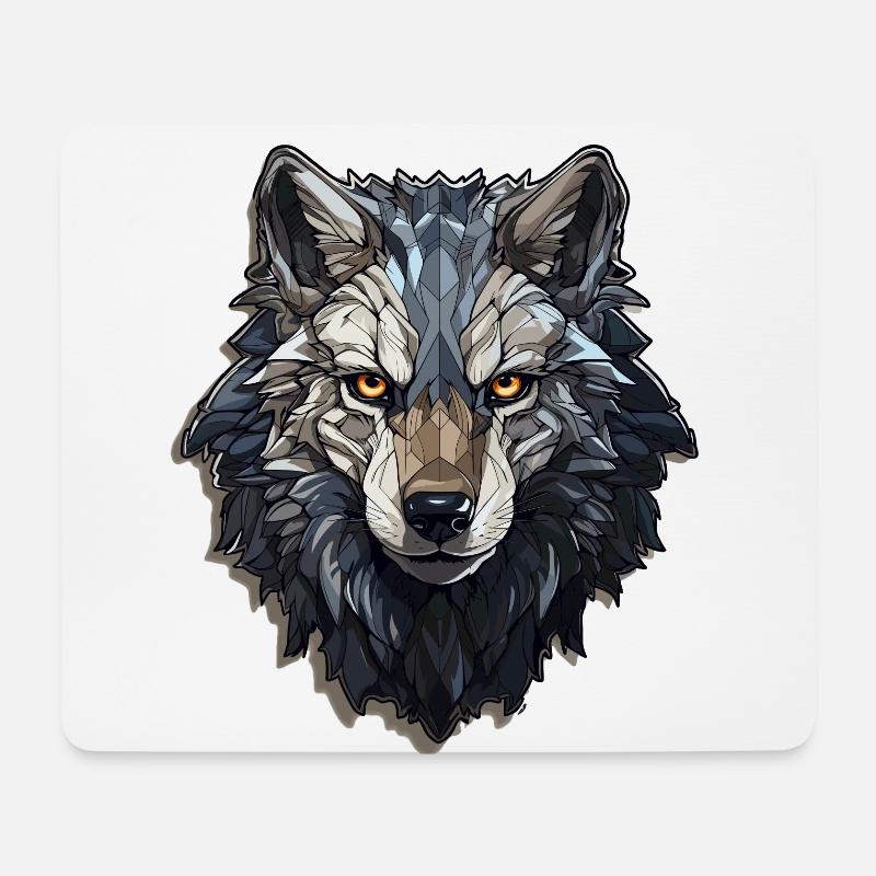 Wolf - Illustration - Mousepad (Querformat) - Weiß