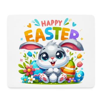 Happy Easter - Easter Bunny Illustration - Mouse Pad (horizontal) - white - Front