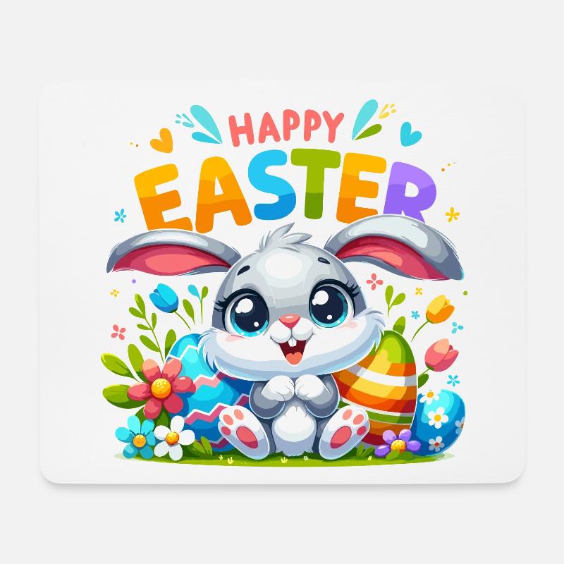 Happy Easter - Easter Bunny Illustration - Mousepad (Querformat) - Weiß