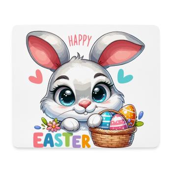 Joyeuses Pâques - Illustration de lapin de Pâques - Tapis de souris (format paysage) - blanc - Devant
