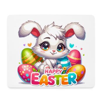 Joyeuses Pâques - Illustration de lapin de Pâques - Tapis de souris (format paysage) - blanc - Devant