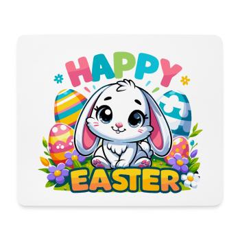 Joyeuses Pâques - Illustration de lapin de Pâques - Tapis de souris (format paysage) - blanc - Devant