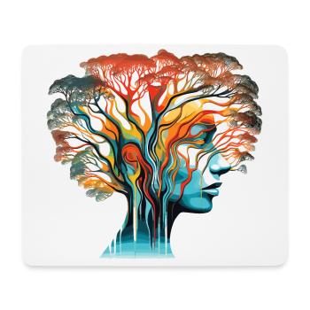 Illusion d’optique Head-Tree - Tapis de souris (format paysage) - blanc - Devant