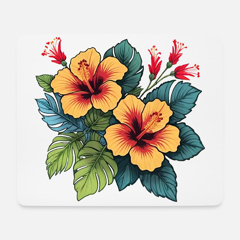 Hibiskus - Mousepad (Querformat) - Weiß