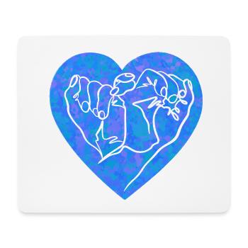 Hände Herz Strichzeichnung blau - Mousepad (Querformat) - Weiß - Vorne
