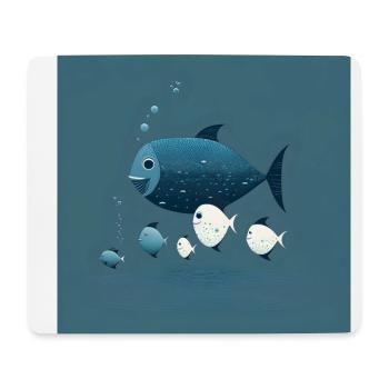 Happy fish family (shoal, creative, art) - Mouse Pad (horizontal) - white - Front