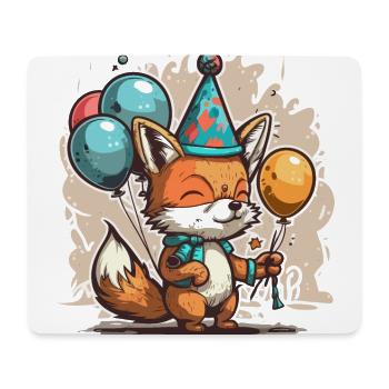 Playful Celebration: Fox with Balloons - Mouse Pad (horizontal) - white - Front