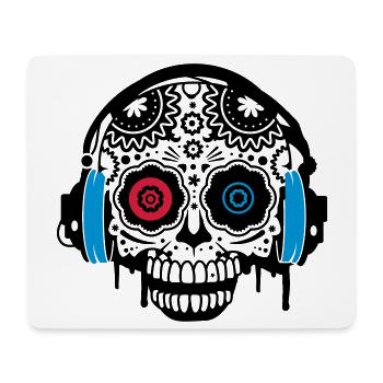 Sugar Skull mit Kopfhörer - Mousepad (Querformat) - Weiß - Vorne