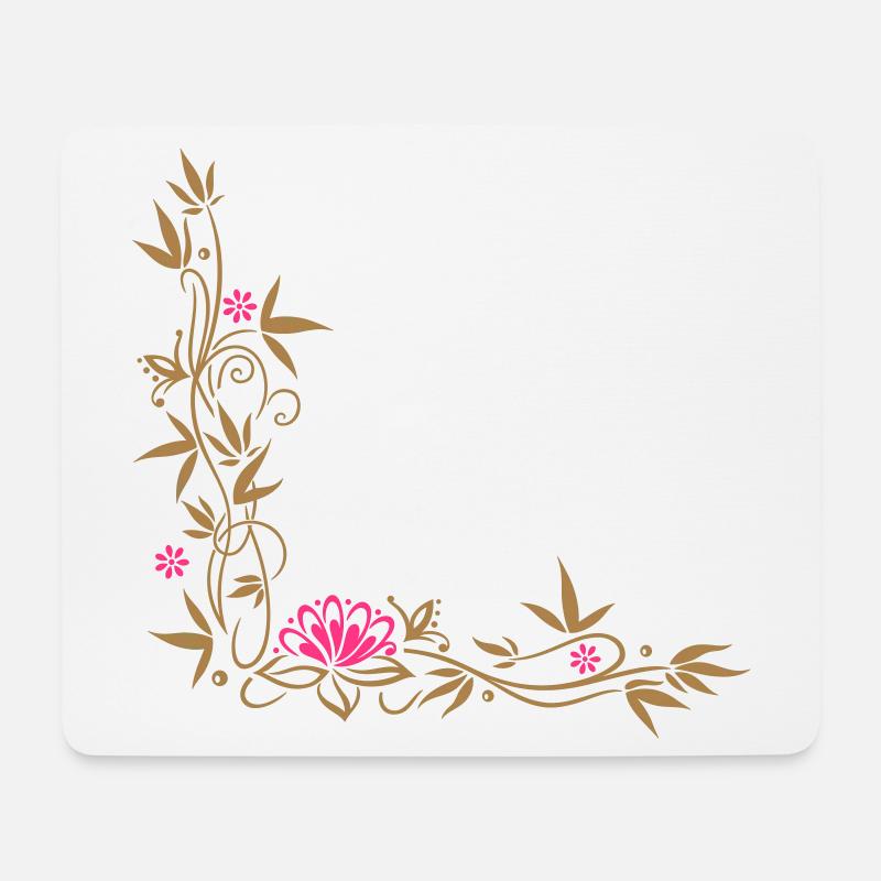Bambus mit Lotusblüte und kleinen Blüten. - Mousepad (Querformat) - Weiß