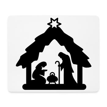 Weihnachtskrippe, Krippenfiguren, heilige Familie - Mousepad (Querformat) - Weiß - Vorne
