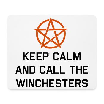 Reste calme et appelle les Winchester - Tapis de souris (format paysage) - blanc - Devant
