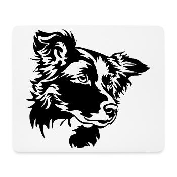 Border Collie Kopf - Tapis de souris (format paysage) - blanc - Devant