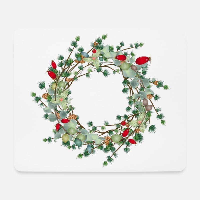 filigraner herbstlicher Lärchenkranz als Rahmen - Mousepad (Querformat) - Weiß