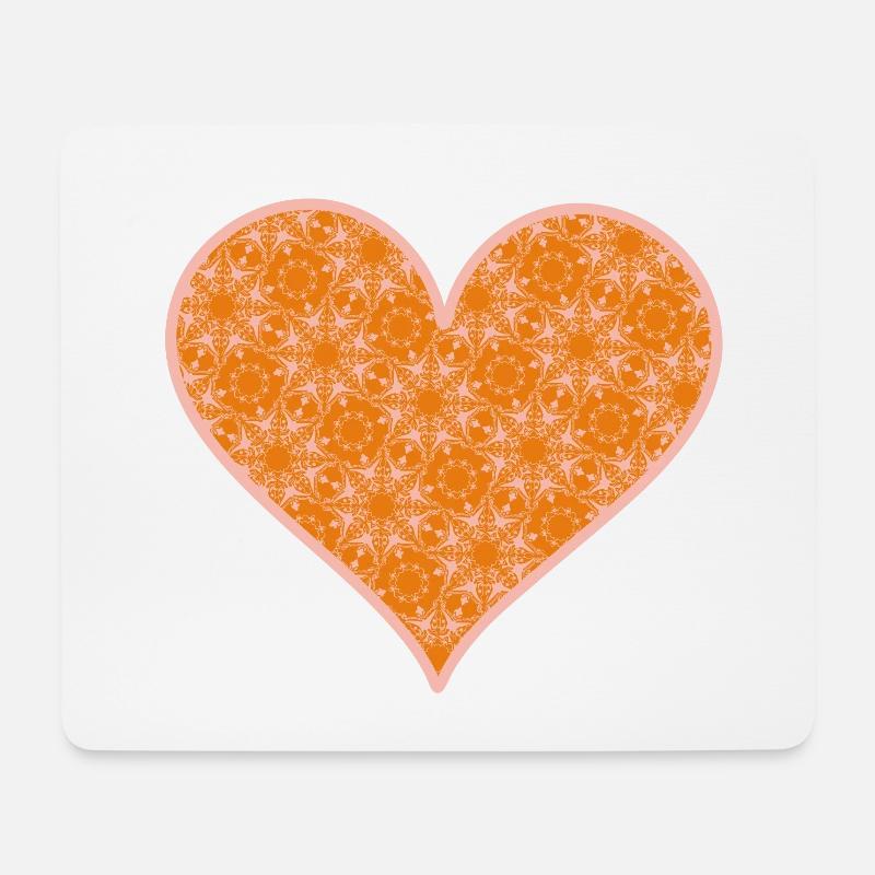 Herz orange pink - Mousepad (Querformat) - Weiß