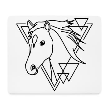 Pferd in geometrischer Form - Line-Art-Design - Mousepad (Querformat) - Weiß - Vorne