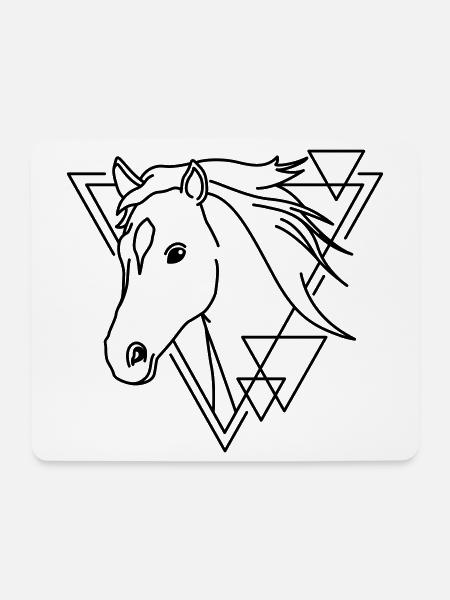 Horse in Geometric Shape - Line Art Design - Mouse Pad (horizontal) - white