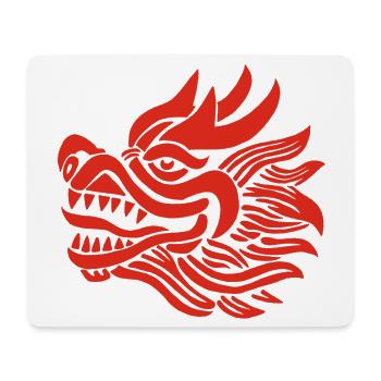 Chinesischer Drachenkopf (Rot) - Mousepad (Querformat) - Weiß - Vorne