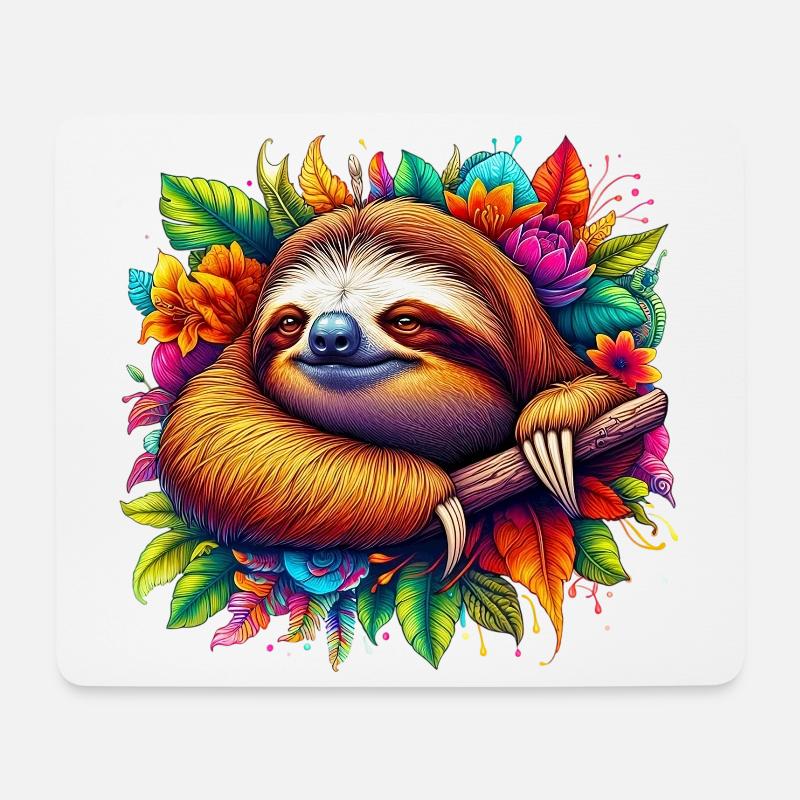 Faultier - Mousepad (Querformat) - Weiß