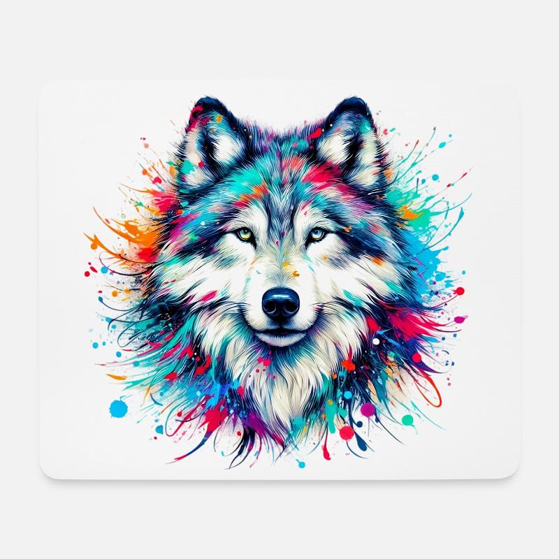 Wolf - Mousepad (Querformat) - Weiß