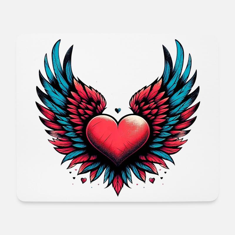 Herz mit Flügeln - Mousepad (Querformat) - Weiß