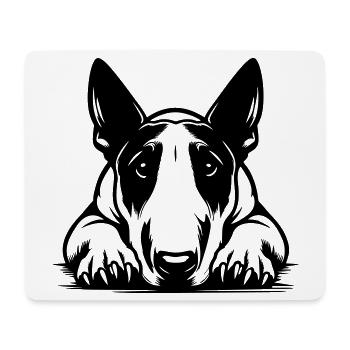 Bull Terrier Head with Paws - Mouse Pad (horizontal) - white - Front